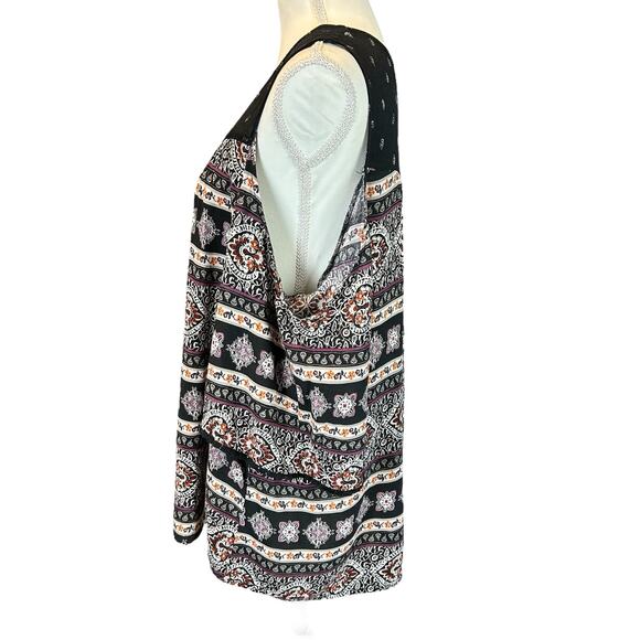 Susina Top Women Sze 1X Black White Paisley Cold Shoulder Bohemian Casual Blouse - Picture 8 of 12